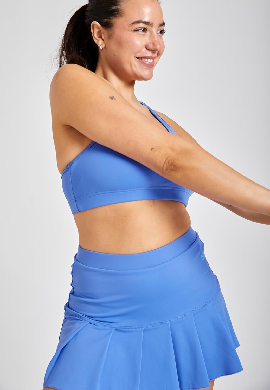 Mädchen & Damen Tennis, Hockey, Golf Faltenrock mit Innenhose, atmungsaktiver Skort, UV-Schutz, Korn