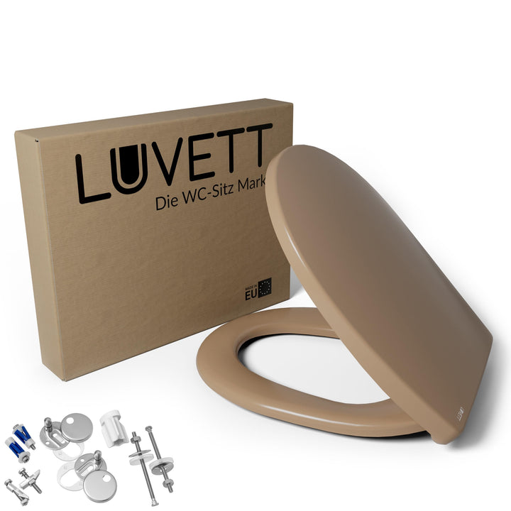 LUVETT® WC-Sitz mit Absenkautomatik C100 oval universell, Toilettendeckel mit 3 Edelstahl Montagelös