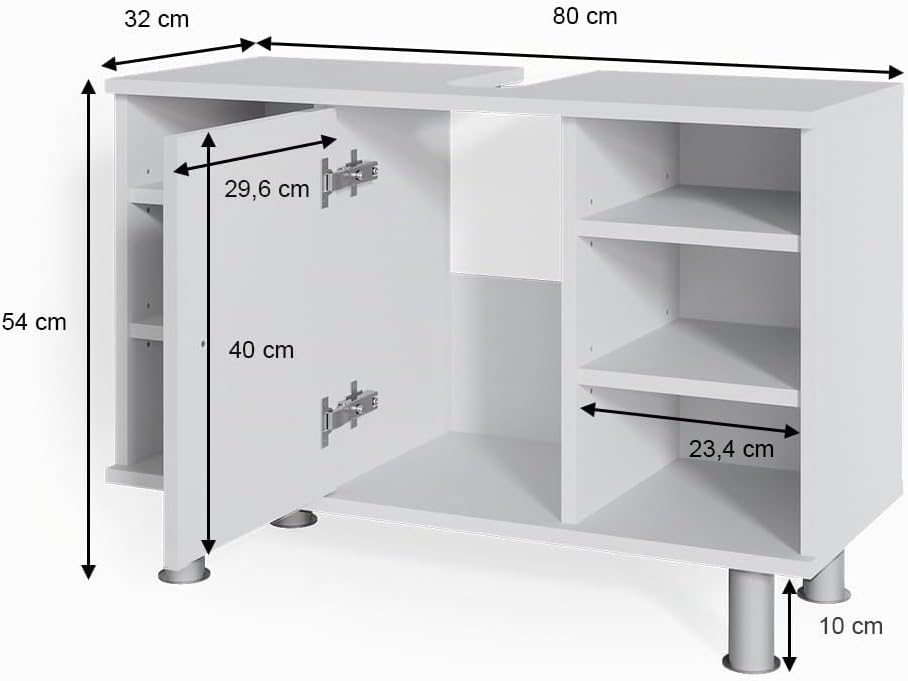 Vicco Waschbeckenunterschrank Fynn, Weiss, 80 x 54 cm, Weiss