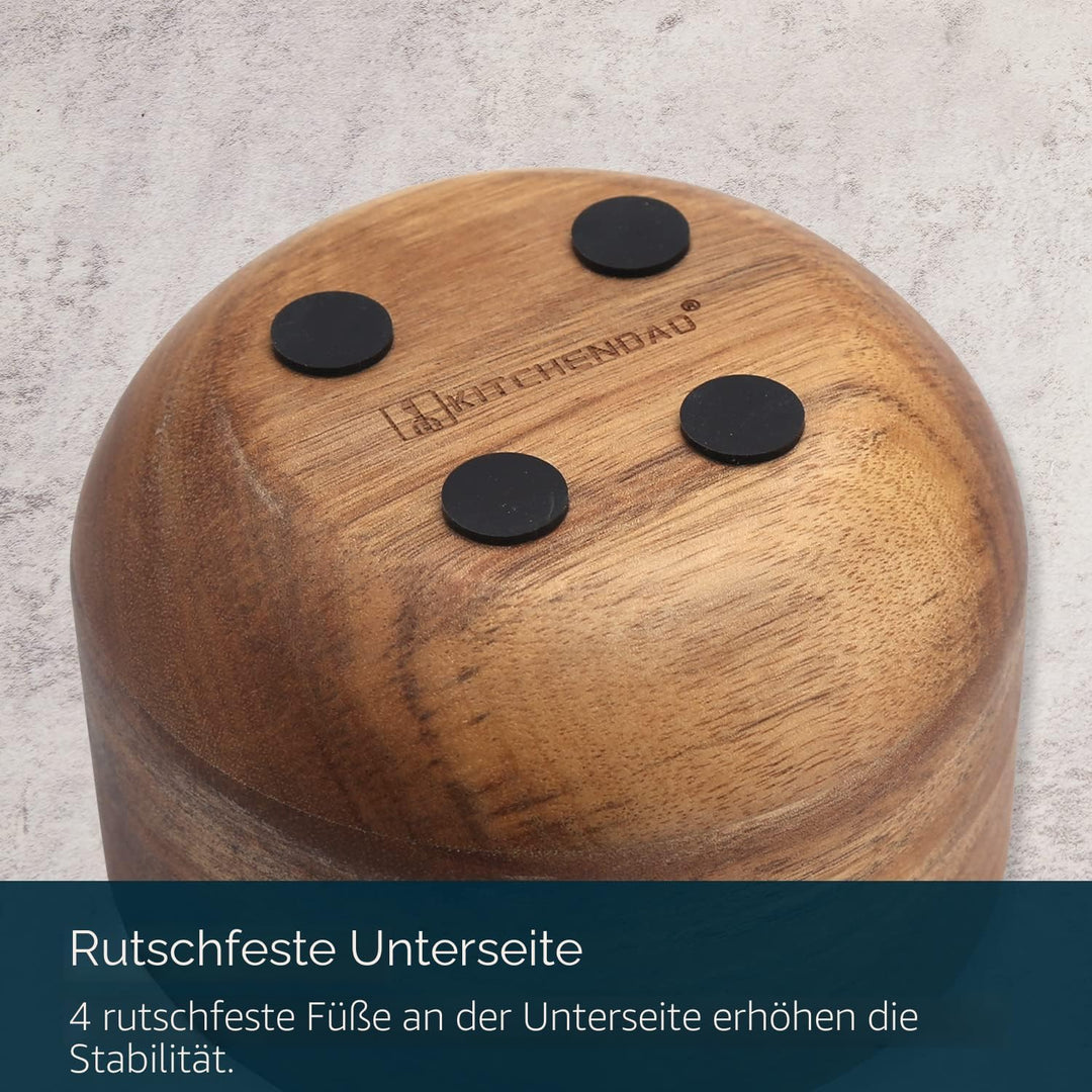 KITCHENDAO Grosse Holz-Salzbox mit integriertem Servierlöffel, Salzkeller, Gewürzbehälter, schwarzer