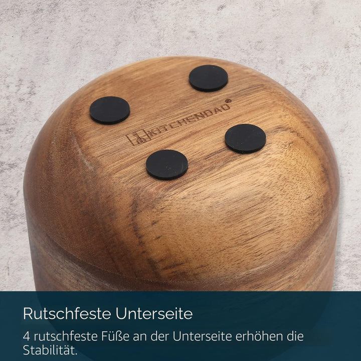 KITCHENDAO Grosse Holz-Salzbox mit integriertem Servierlöffel, Salzkeller, Gewürzbehälter, schwarzer