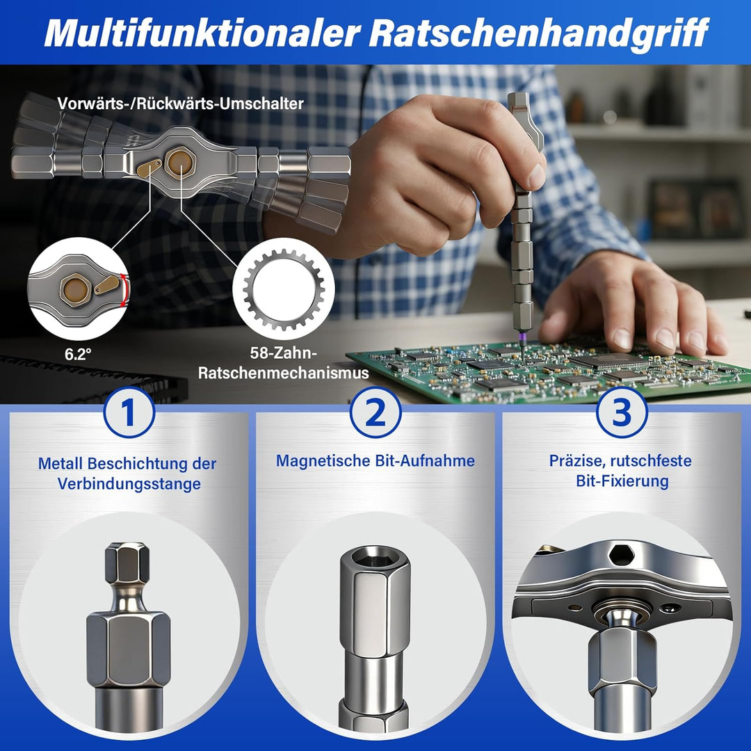 42-in-1 Magnetisches Schraubendreher-Set, Multi-Bit-Magnetschraubendreher-Set mit Abnehmbarem Ratsch