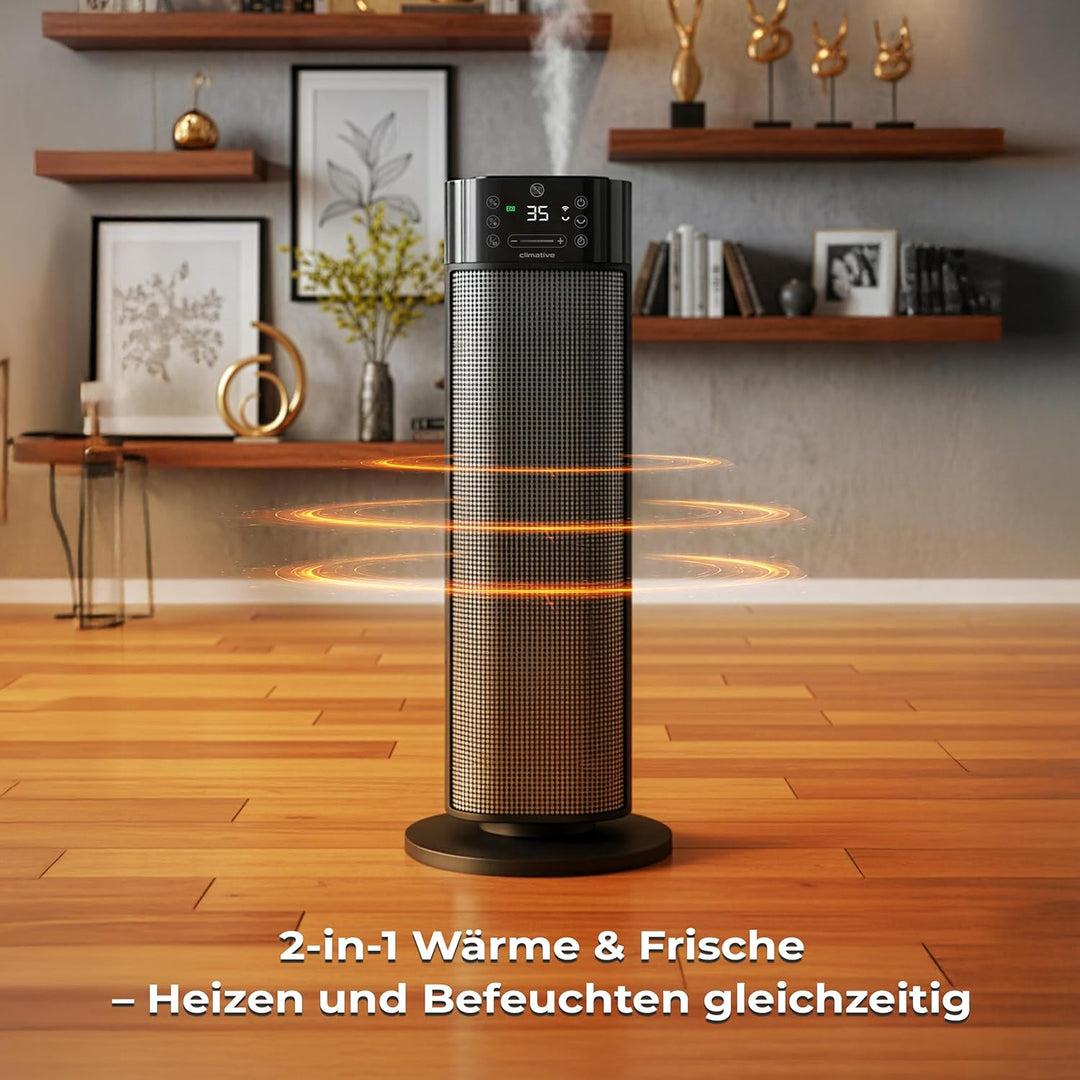 Keramik Heizlüfter mit Befeuchter 2000W Mistiq WiFi 80° Oszillation ECO Modus Timer 24h Elektroheizu