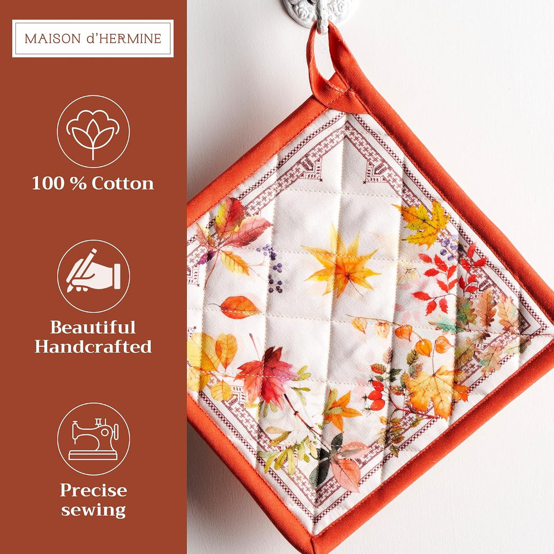 Maison d' Hermine Topflappen 100% Baumwolle hitzebeständig Set mit 2 Topflappen (20cm x 20cm) Hot Pa