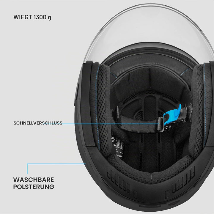 Westt Jethelm mit Visier &amp; Sonnenblende Motorradhelm Herren Damen Rollerhelm Mopedhelm Mofa Chopper