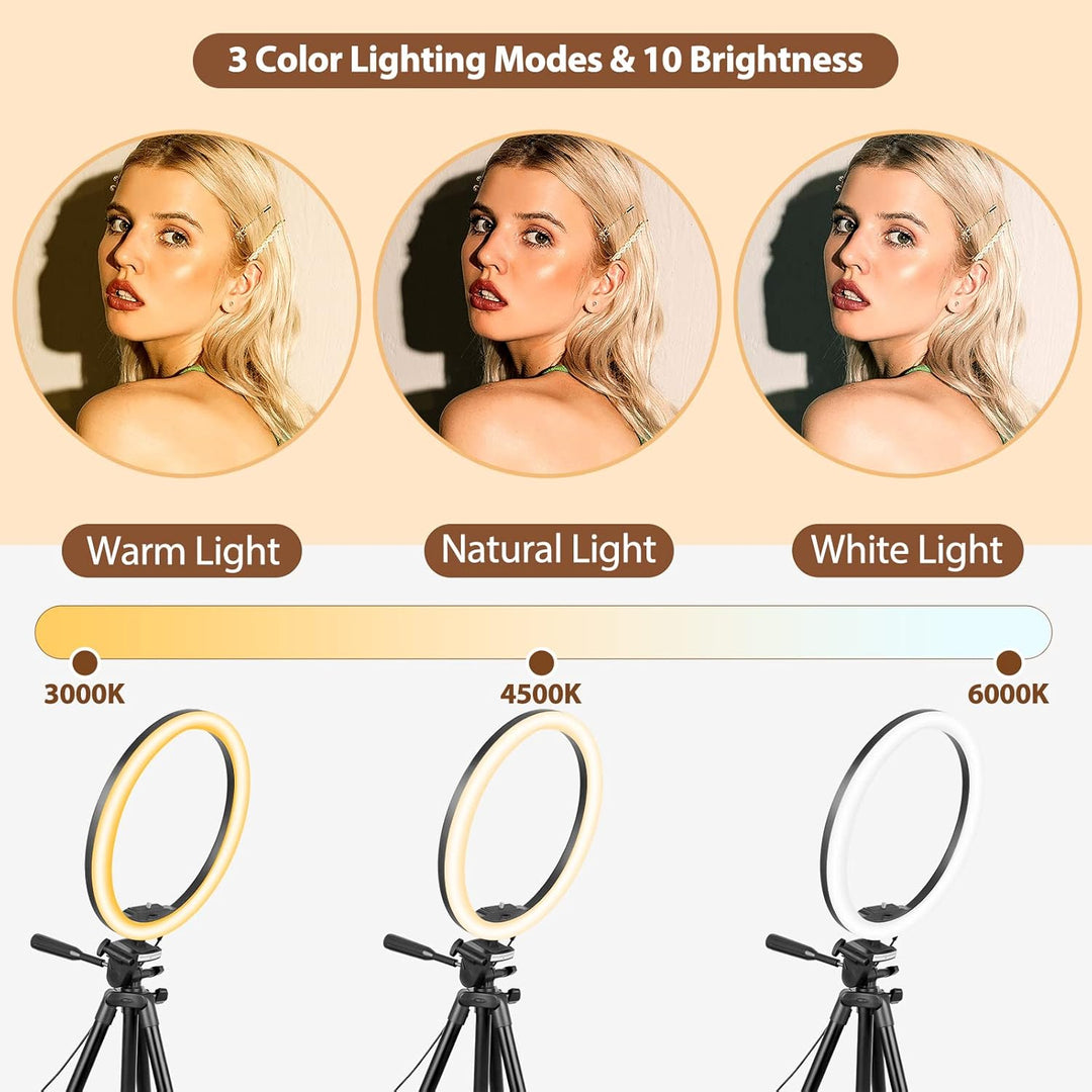Aureday Ringlicht mit 50-Zoll-Stativ für Live-Stream, Makeup, YouTube-Video, Fotografie - Selfie-Lic