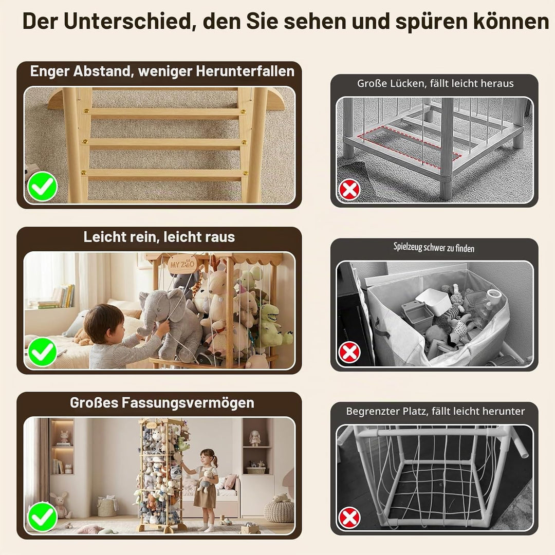 COSYLAND Stofftier-Aufbewahrungsturm - Stofftierhalter mit Gummiband für Spielzimmer Schlafzimmer Ki