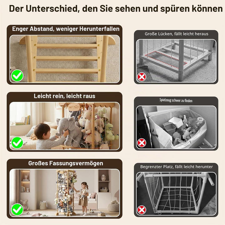COSYLAND Stofftier-Aufbewahrungsturm - Stofftierhalter mit Gummiband für Spielzimmer Schlafzimmer Ki