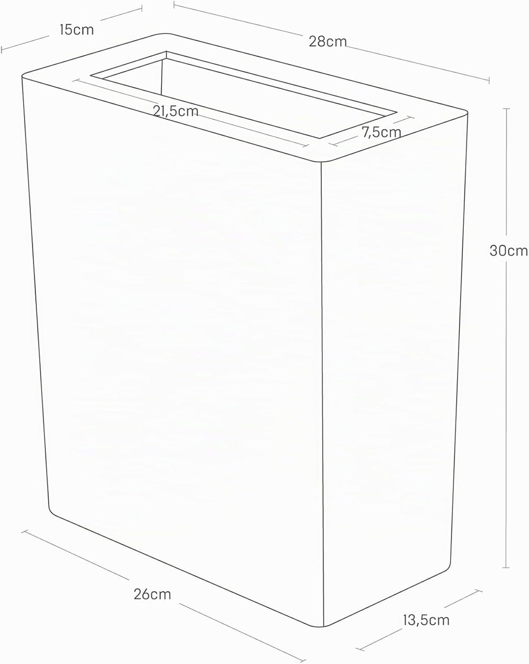 Trash Can Square - Rin - natural weiss, weiss