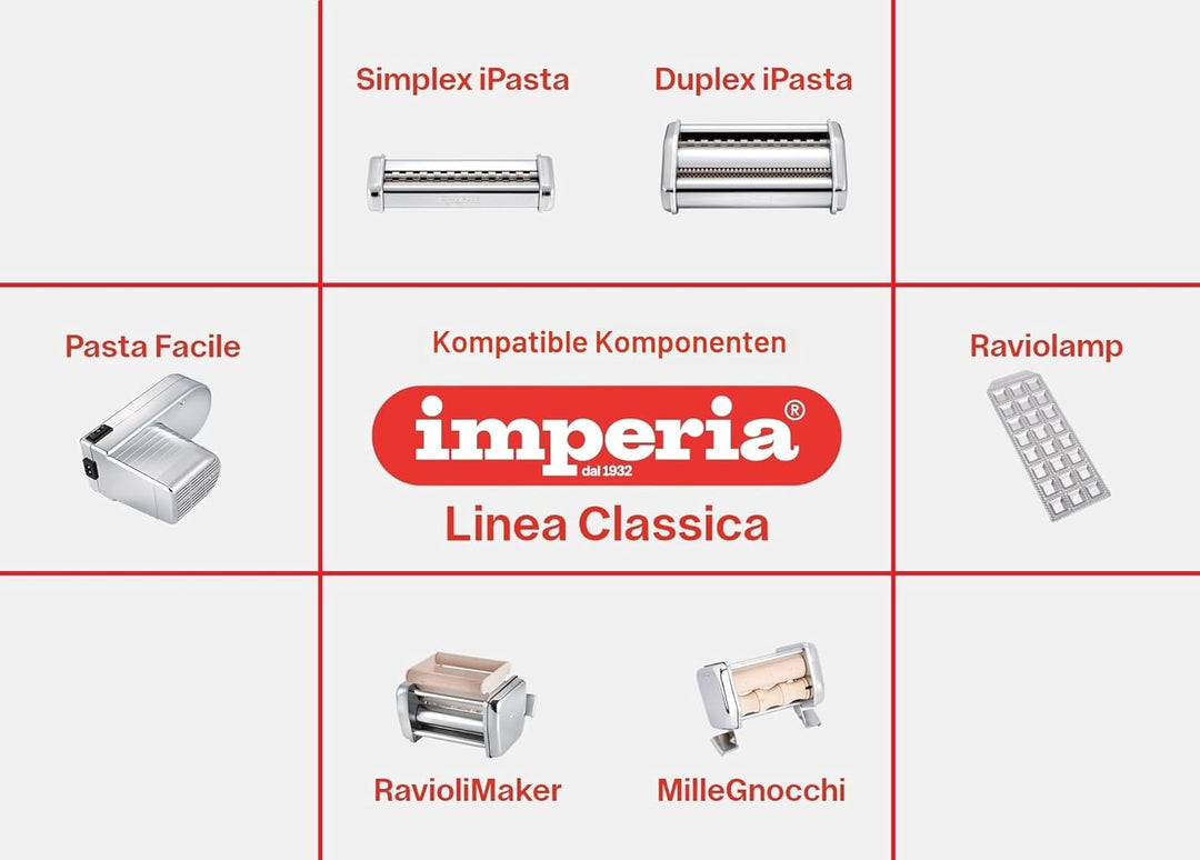 Imperia Pastapresto. Elektrische Nudelmaschine 100% Made in Italy. Frischpastamaschine aus Stahl mit