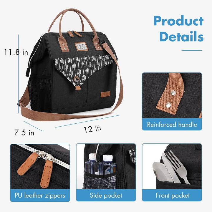 Lekesky Kühltasche Damen mit Schulterriemen, Lunchtasche Isolierte für Frauen Auslaufsichere Weit Ge