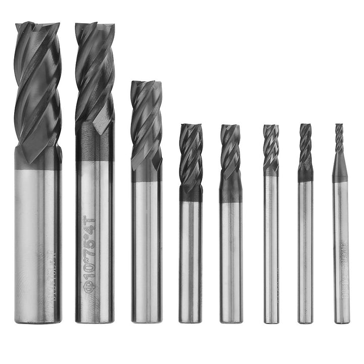 8 Stücke Bohraufsätze / Schaftfräser Set, 2-12mm 4 Flöten Hartmetall-Schaftfräser Set aus Wolframsta