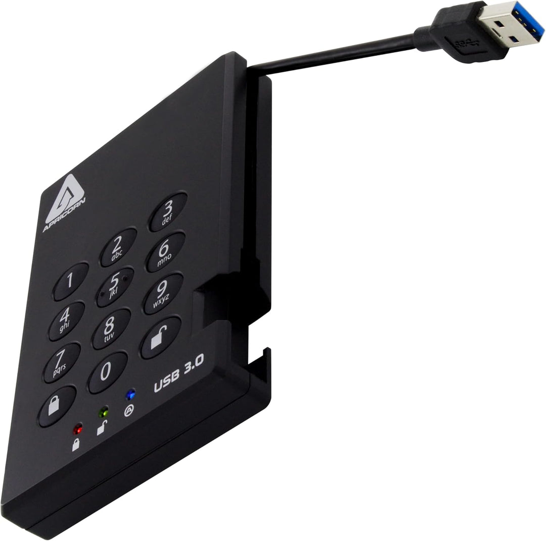 Apricorn 1 TB Aegis Schloss mit Zahlenkombination zum Verschlüsseln Einer USB 3.0 256-Bit AES XTS tr