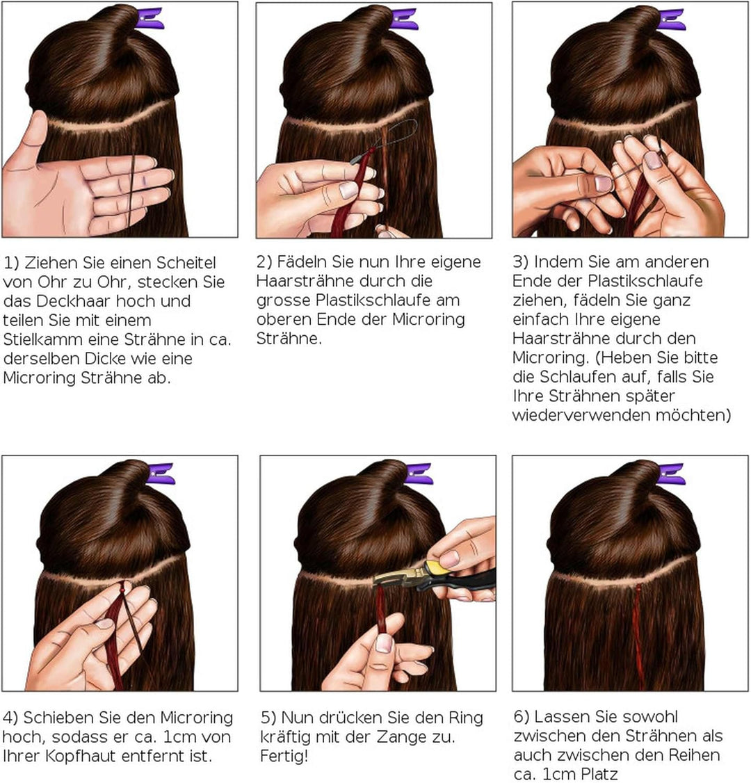 hair2heart Microring Extensions Echthaar Gewellt - 25 Strähnen 1g 50cm 2/0 schwarz 25 Strähnen 50cm
