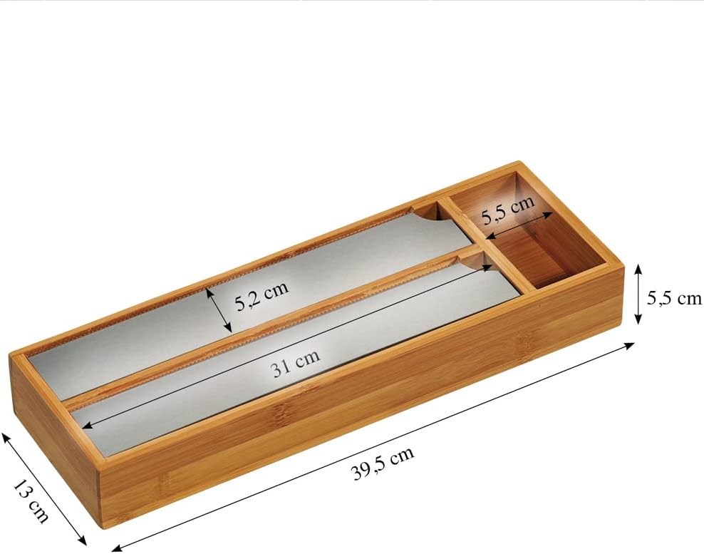 Kesper | Folienspender, Material: Bambus, Metall, Masse: 39.5 x 13 x 5.5 cm, Farbe: Braun | 58040 13