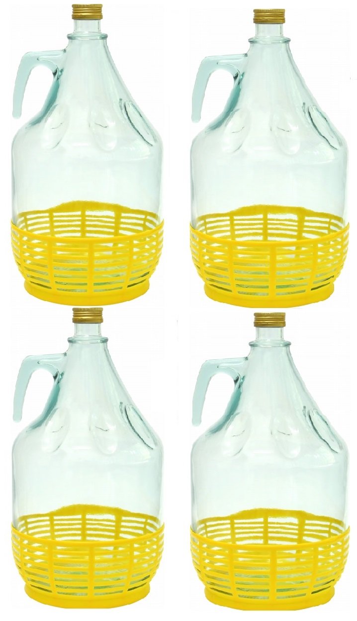 4er SET GLASBALLON GÄRBALLON FLASCHE GLASFLASCHE WEINBALLON GLAS BALLON 5L BDP5Z