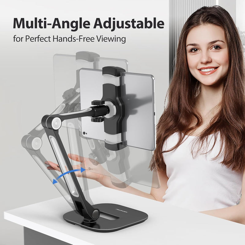 AboveTEK Tablet Ständer Höhenverstellbar Tablet Halterung Tisch, iPad Ständer Schwarz für iPad Mini