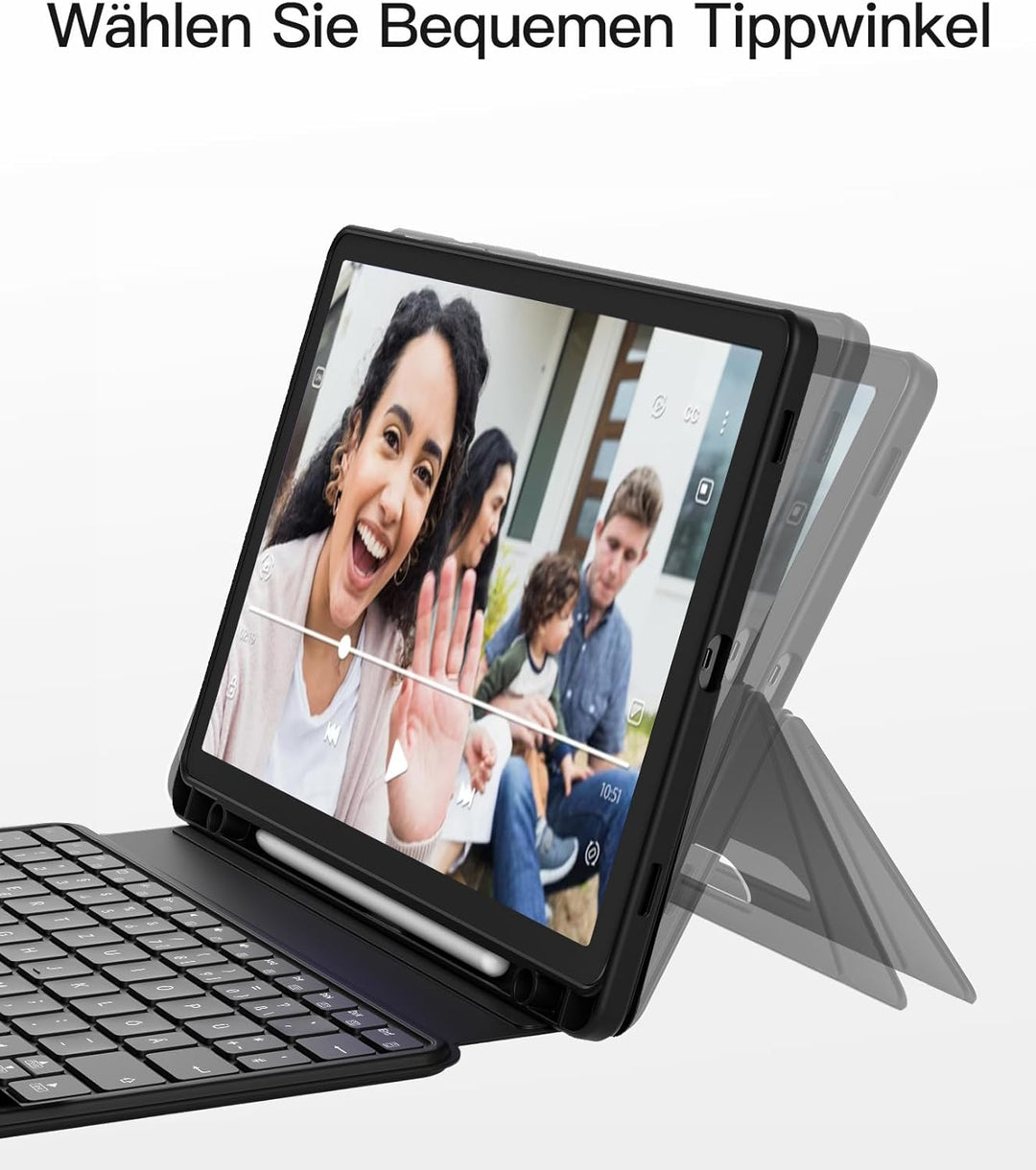 Inateck Hülle mit Tastatur für Samsung Galaxy Tab S10 Lite/S10 FE/S9 FE/S9,Tastatur für Tablet Hoch-