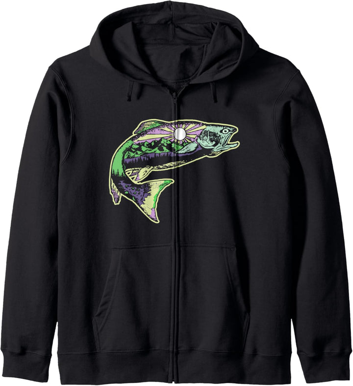Trout Outdoor Illustration Series - Cool Wisteria Kapuzenjacke