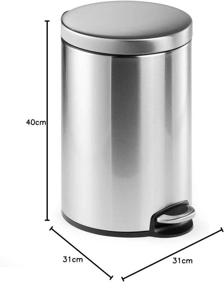 Durable Treteimer Edelstahl rund 12, mit Absenkautomatik und herausnehmbaren Inneneimer 12 L, 1 Stüc