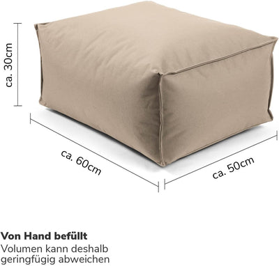 mokebo® Outdoor Pouf o. Hocker 65x45cm in Beige mit schwarzer Schutzhülle 'Der Ruhepouf', Sitzhocker