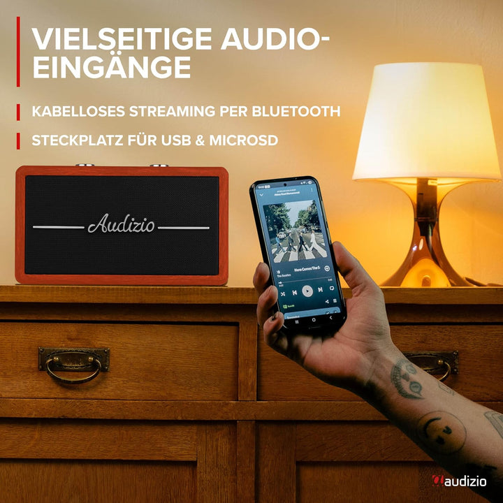 Audizio Tune60 - DAB Radio mit Bluetooth Lautsprecher, Fernbedienung, FM, 40 Watt, Batterie- Netzbet