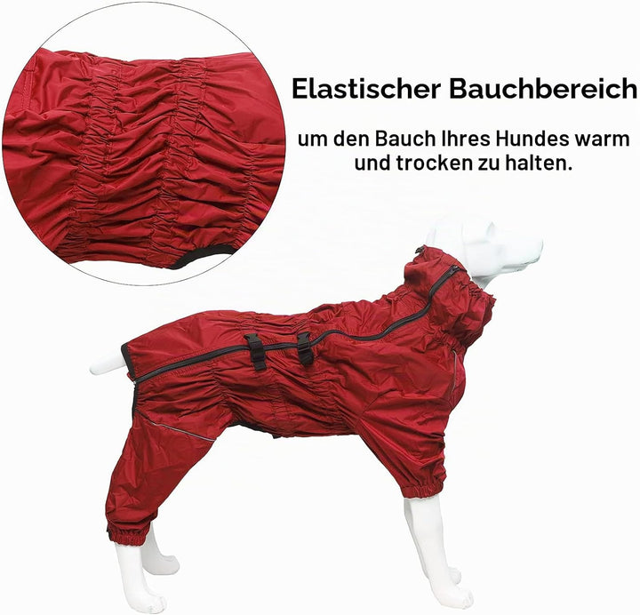 MOREZI Hunderegenmantel, hoher Kragen wasserdicht, Regenmantel-Set mit Reflexstreifen und Reissversc