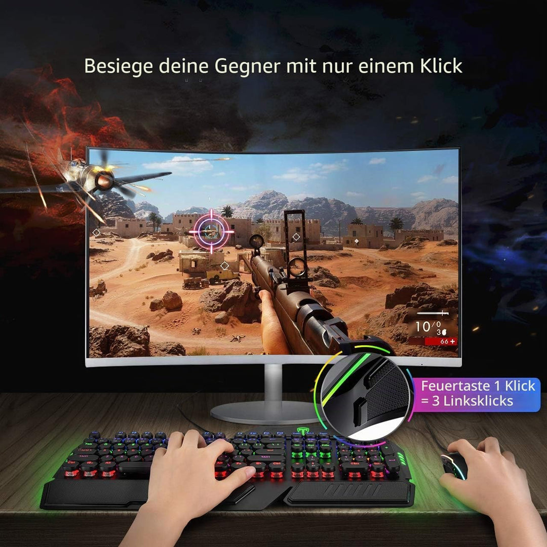 VIVIJO Gaming-Maus, kabelgebunden, hohe Leistung, Gaming-Maus mit 7200 dpi, verstellbar, RGB, 8 prog