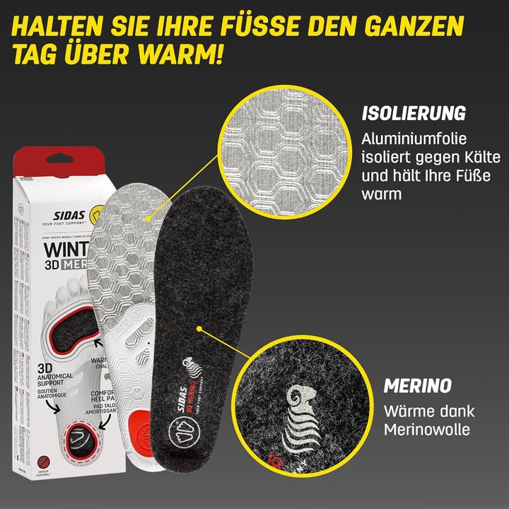 Sidas Winter 3D Merino Einlegesohle, XL, XL