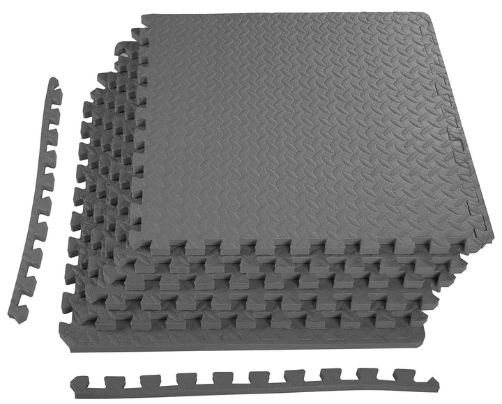BalanceFrom 3/4-zoll Dicke Puzzle Gymnastikmatte mit EVA-Schaum Interlocking Fliesen, Grau