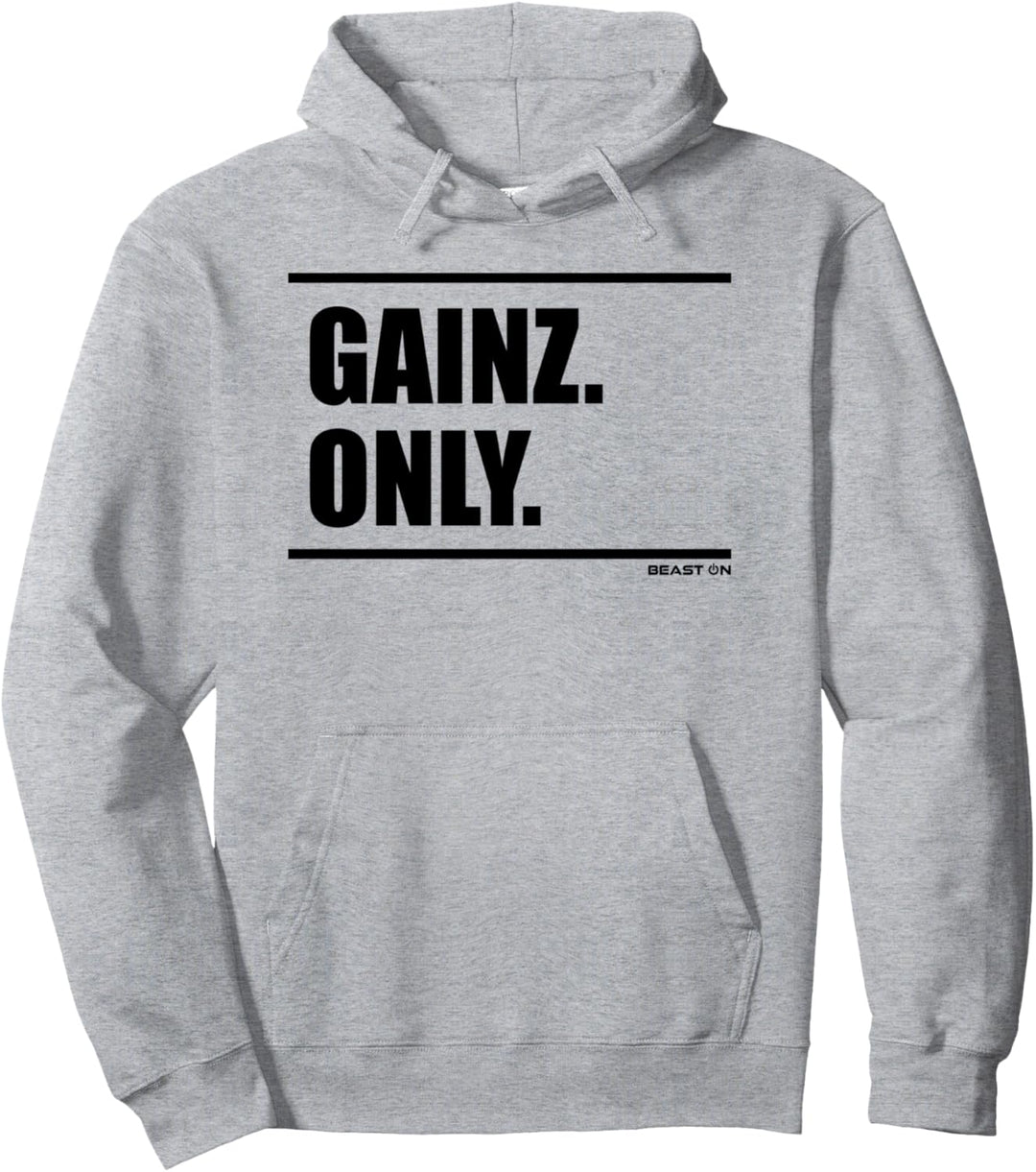 Gainz Only Beast On Fitness Gym Motivation Workout weisses Pullover Hoodie