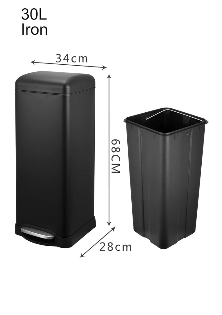 Tarrington House Mülleimer mit Softclose, 30 L, 34 x 28 x 68 cm, Schwarz