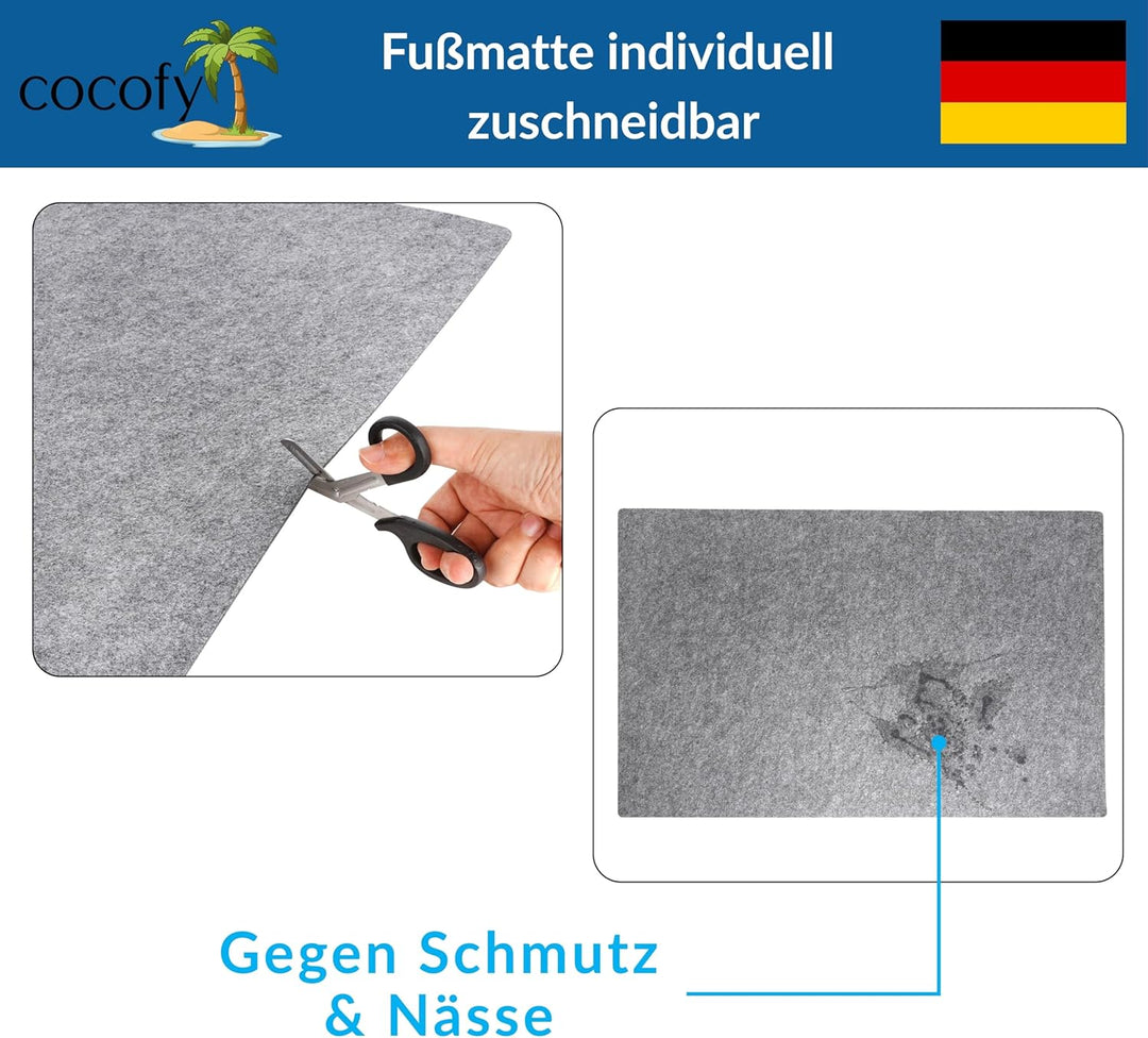 cocofy Fussmatte dünn 2 mm extra flach 60x90 cm, Schmutzfangmatte dünn innen, dünne Fussmatte aus Fi