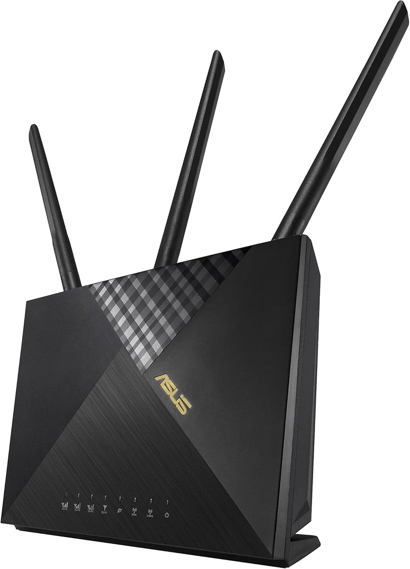 Asus 4G-AX56 LTE WLAN-Router (WiFi-6 AX1800, SIM Slot, LTE Cat. 6 bis zu 300 Mbits, Gigabit LAN, AiP