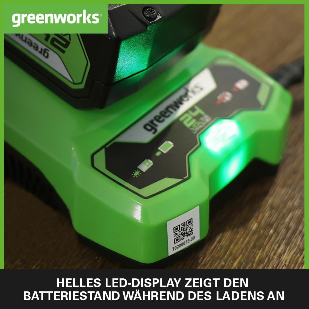 Greenworks 24V 2A Akku Ladegerät, für Greenworks 24V Batterien G24B2 & G24B4, Original Greenworks La