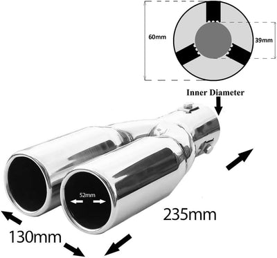 Doppel Auspuffblende Endrohr Auspuff Universell Schalldampf Doppelendrohr Sport Sportauspuff Blende