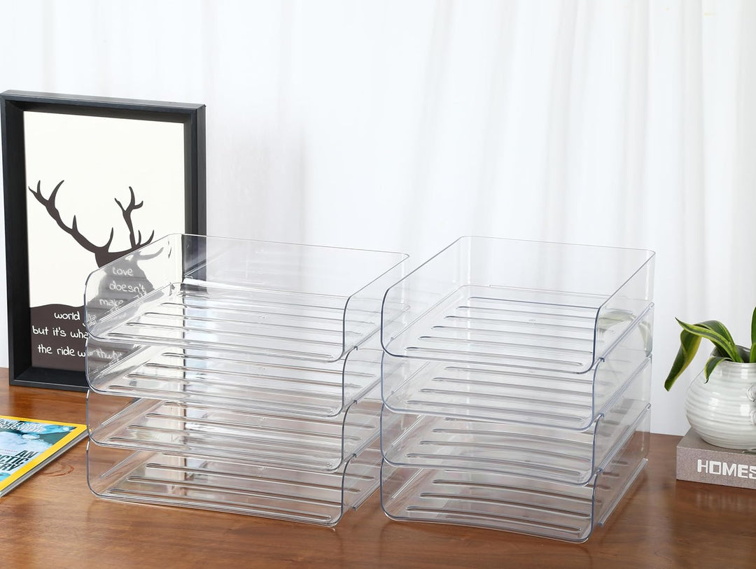 3-stöckige Ablagekorb für A4, Dokumentenablage aus PET Kunststoff, Briefkorb, Briefablage Organizer