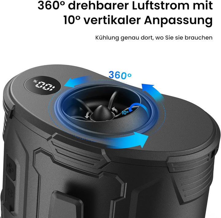 KIWIHOME Tragbarer Taillen-Clip-Ventilator, 360° drehbarer Luftstrom mit 10° vertikaler Anpassung, G