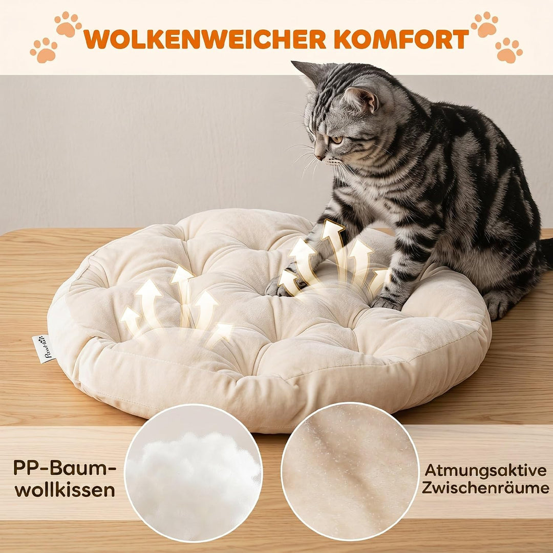PawHut Katzenbett Katzenhöhle bis 10 kg 50 x 50 x 25 cm Hellbraun | Abnehmbares Kissen, Katzenkorb,