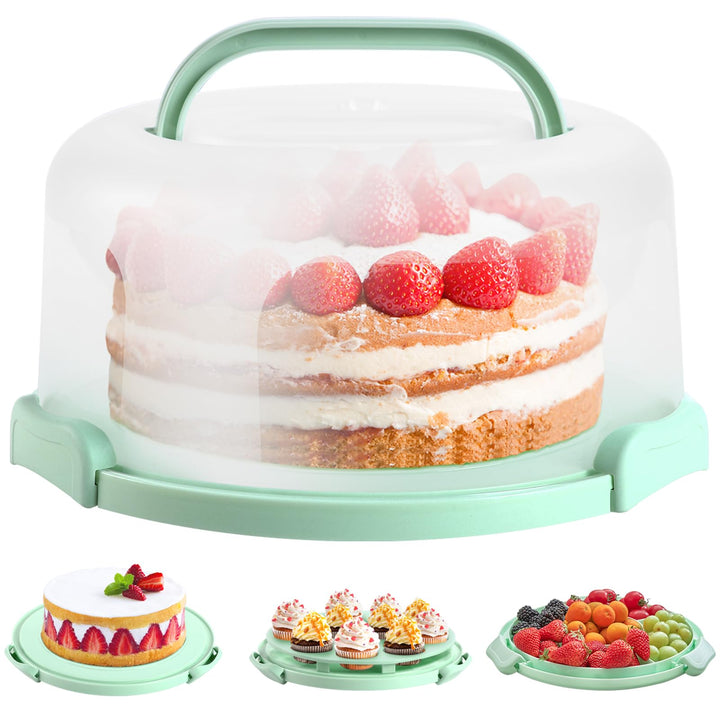 Ohuhu Kuchen Transportbox, Torten Transportbox mit Deckeln und Tragegriff, Tragbarer Tortentransport