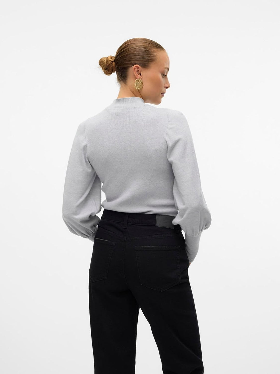 VERO MODA Female Strickpullover VMHOLLYKARISPUFF Pullover XS Light Grey Melange, XS Light Grey Melan
