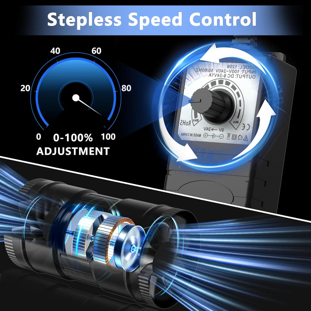 Rohrventilator 100mm, Rohrlüfter 221m³/h, EC Motor Ausgestattet Steckdose mit Timer, Verzögerung, Te