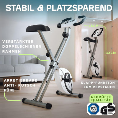 Ultrasport F-Bike, Fahrradtrainer, Heimtrainer, faltbares Fitnessfahrrad, integrierter Trainingscomp