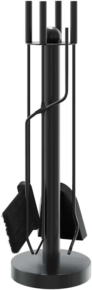 Kaminbesteck Set 5-teilig, Feuerstellen Zubehör aus robustem Stahl, inkl. Schürhaken, Zange, Besen u
