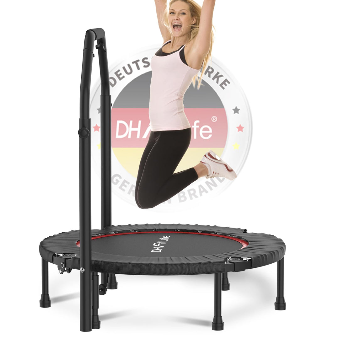 DH FitLife Fitness Indoor Trampolin klappbar ohne Installation | Ø102cm 40 Zoll Mini Trampoline | Tr