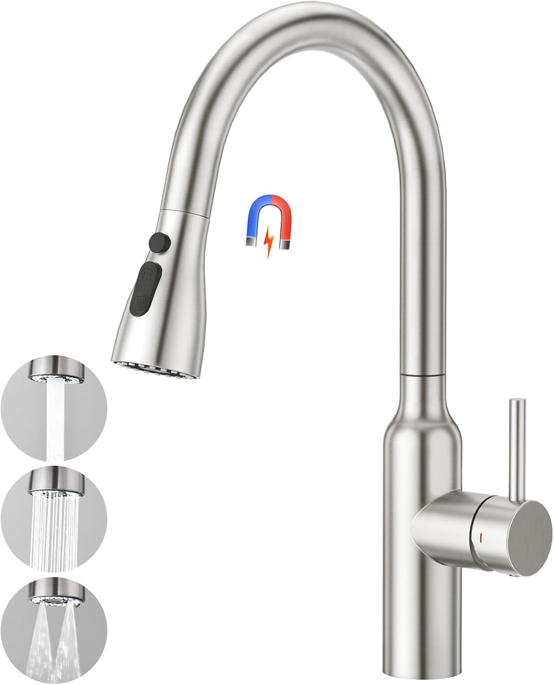 CREA Küchenarmatur Ausziehbar, Wasserhahn Küche mit 3 Modus, Spültischarmatur Einhebelmischer Armatu