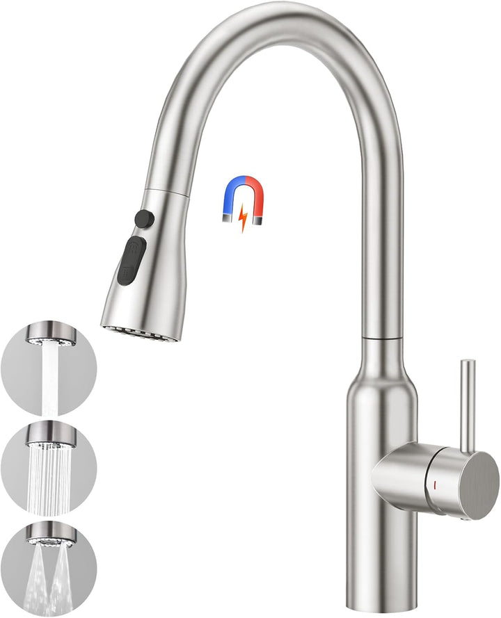 CREA Küchenarmatur Ausziehbar, Wasserhahn Küche mit 3 Modus, Spültischarmatur Einhebelmischer Armatu