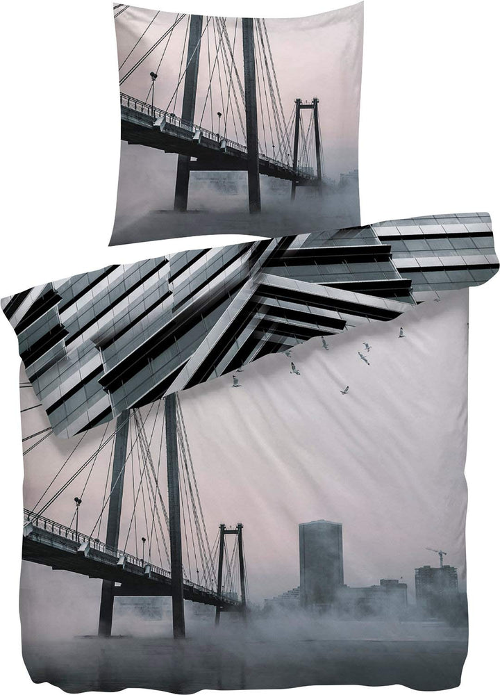 Heckett Lane Bettwäsche 100% Baumwolle Nari 135x200 (80x80) Cloudburst Grey 135x200 cm + 80x80 cm Gr