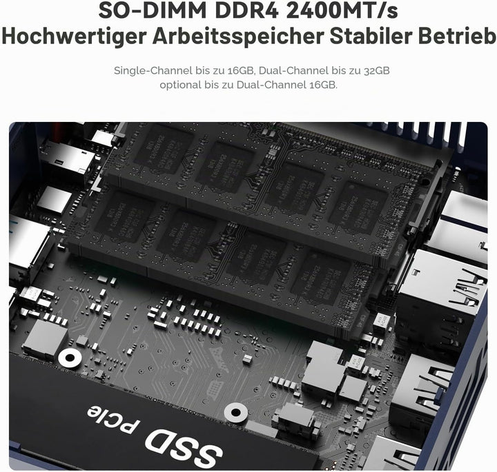 Beelink AMD Mini PC, Ryzen 5 6600H(6C/12T bis zu 4,5Ghz), EQR6 Mini Computer 16GB DDR5 500GB M.2 PCI