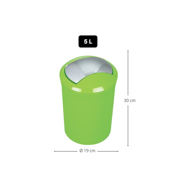 Spirella Design Kosmetikeimer 10.15328 "Sydney mit Schwingdeckel 5 Liter (ØxH): 19 x 30 cm Grün, Grü